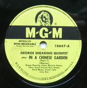 * GEORGE SHEARING Quintet / In A Chinese Garden ( Part 1 ) ( Part 2 ) * MGM 10647 (78rpm SP) *