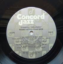 ◆ FRANK FOSTER - FRANK WESS / Flankly Speaking ◆ Concord Jazz CJ-276 (promo) ◆_画像4