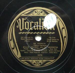 * BILLIE HOLIDAY / Did I Remember / No Regrets * Vocalion 3276 (78rpm SP) *