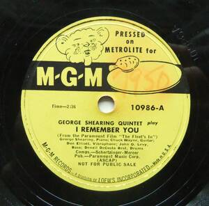 * GEORGE SHEARING Quintet / I Remember You / The Breeze and I * MGM 10986 (78rpm SP) *