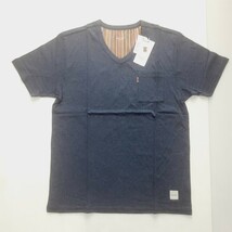 新品 ポールスミス 　Paul Smith　半袖Tシャツ L マルチストライプ Vネック ラウンジウェア ブルー_画像2