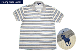 Y-5951★送料無料★Polo by Ralph Lauren ポロ ラルフローレン★正規品 ボーダー ポニーロゴ刺繍 スムース生地 半袖 ポロシャツ ＸＬ