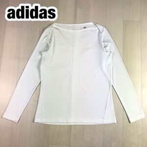 adidas アディダス 長袖 シャツ J OT ホワイト シールプリント メッシュ ロングスリーブ 速乾