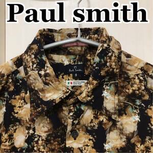 Paul smith ポールスミス 花柄シャツ　フラワープリント　リバティ　Sサイズ　ブラック　長袖シャツ