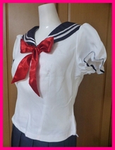 送料無料【新品】セーラー服上下5点セットM　半袖/プリーツ/猫グッズ　ボディライン/BODYLINE学生服女子高生JKコスプレ衣装ハロウィン仮装_画像4