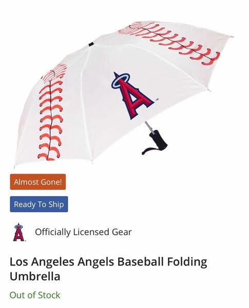 ロサンゼルスエンゼルス　MLB公式商品　折りたたみ傘ワンタッチボタン式