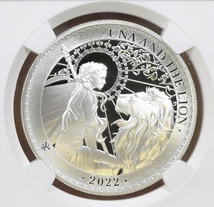 2022年 セントヘレナ ウナとライオン 1ポンド 1オンス 1oz プルーフ 銀貨 NGC PF69 ULTRA CAMEO 女王ラベル イギリス_画像5