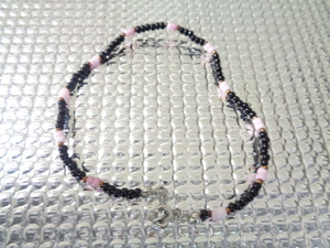 THE BINGO BROTHERS bingo Brothers anklet small bead black x pearl pink series 