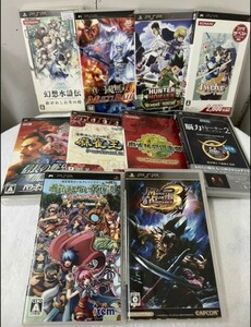 PSPソフトPSP10本まとめ売りモンハン 3rd能カトレーナー 麻雀信長の野望幻想水泳伝三國無双 HUNTER*HUNTER (1014c25)