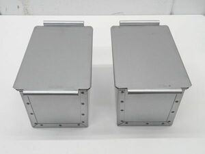 F1134◆製パン用品◆食パン型1.5斤用(蓋付)2個セット 底面ボタン穴3 18.7×12×12.5cm 栃木 宇都宮 中古 業務用 厨房機器