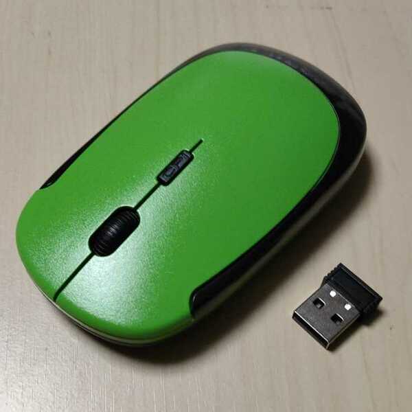 ◎マウス 超薄型 軽量 ワイヤレスマウス 《グリーン》 USB 光学式 3ボタン 2.4G コンパクト
