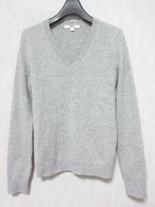 UNIQLO ユニクロ ニット セーター カシミヤ100％ Vネック 冬 レディース S グレー　 irmri yg4267