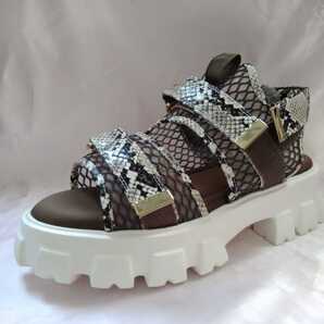 新品【M】EVOL ダブルベルト プラットフォーム スポーツサンダル イーボル パイソン