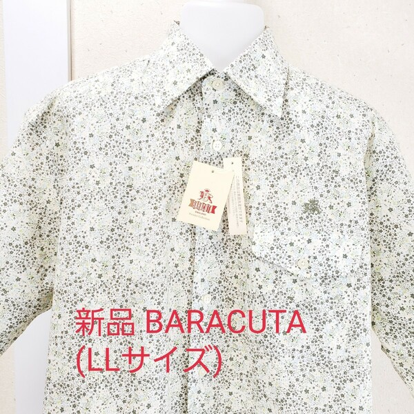 新品◆BARACUTA バラクータ 綿100% コットン半袖シャツ メンズ(LLサイズ)花柄/フラワー 総柄