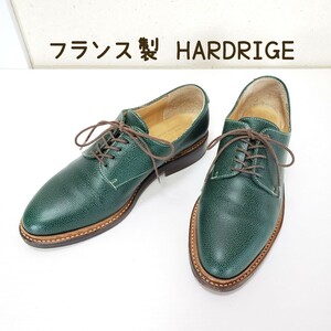 美品◆フランス製 HARDRIGE ハードリッジ 本革レザー プレーントゥ ドレスシューズ レースアップ 編み上げ (4■23.0cm位)グリーン 緑