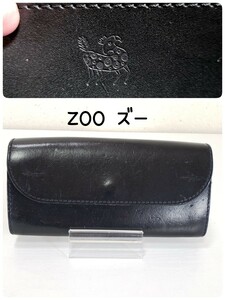 美品◆ZOO ズー 肉厚 牛革レザー ロングウォレット 長財布 ブラック/黒