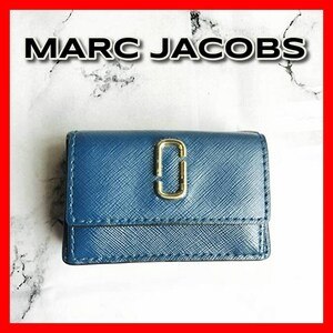 【1品限り】MARC JACOBS マークジェイコブス 三つ折り財布 レディース ネイビー ブラック 黒 コインケース 中古 #B16