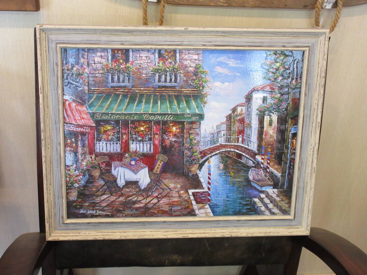 American Female Artist Painting ★Gel Art Frame Shirley Hatchet Bowman Venetian Pleasure ★Landscape Italy, furniture, interior, interior accessories, others