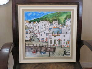 Art hand Auction British female artist painting ★Gel art frame Joe Lamb Old Dog Inn [Landscape/sea/harbour/dog] Resin frame ★Lightweight, furniture, interior, interior accessories, others