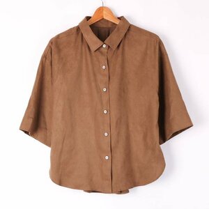  Rope shirt short sleeves simple plain tops lady's 38 size Brown ROPE'