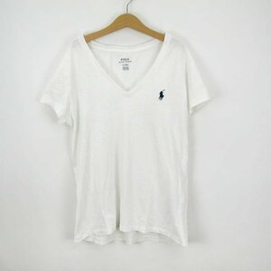 ポロ・ラルフローレン 半袖Tシャツ Vネック ポニーロゴ コットン トップス レディース M 165/92Aサイズ ホワイト POLO RALPH LAUREN