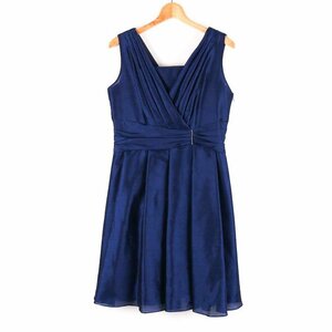  Indivi One-piece no sleeve ceremony formal party dress large size lady's 44 size blue INDIVI
