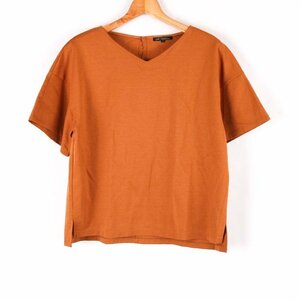 23区 Tシャツ 半袖 Vネック 無地 カットソー トップス コットン100％ レディース 32サイズ ブラウン 23ku