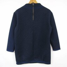 ヒロコビス キルティングシャツ 7分袖 モックネック カットソー トップス ストレッチ レディース 11サイズ ネイビー HIROKO BIS_画像2