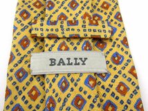 バリー ブランドネクタイ 総柄 スクエア柄 シルク イタリア生地 メンズ イエロー BALLY_画像3