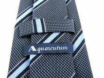 アクアスキュータム ブランドネクタイ ストライプ柄 シルク イタリア製 メンズ ネイビー Aquascutum_画像3