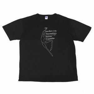 90s【USA製】モダンアートTシャツ XL 黒/ブラック コットン ポリエステル RUSSELL アメリカ製 シングルステッチ