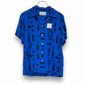 WACKO MARIA 15SS AUDIO ALOHA SHIRT 半袖レーヨンアロハシャツ サイズM ブルー ワコマリア 半袖シャツ