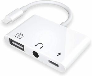 USB 3カメラアダプター 3イン1 USBメスOTGデバイスアダプター 充電と3.5mmヘッドホンAUXジャックスプリッター パッドポッド USBフラッシュ