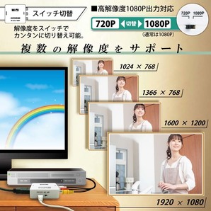 RCAからHDMI 変換アダプタ 変換アダプター 3色ピン 赤 黄 白 720P 1080P HDMI出力 コンバーター 変換器 テレビ ゲーム 音声 映像の画像6