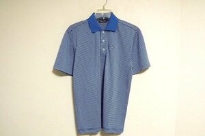 N5940:Kasco（キャスコ）ゴルフ速乾ポロシャツ/青×白ボーダー/M：35