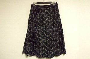 N6000:Maxmara weekend( Max Mara - we k end ) floral print cotton skirt / black 40:35