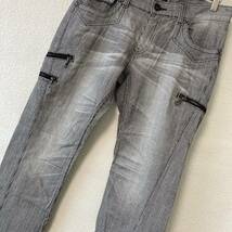 【mossimo】モッシモ デニム ジップ立体 パンツ ジーパン JEANS ジーンズ 綿 ストレッチ アメカジ ストリート グレー メンズ L/9859UU_画像6