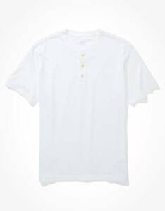 * アメリカンイーグル ヘンリーT Tシャツ AE Super Soft Henley T-Shirt M / White *