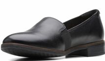 送料無料 Clarks 25.5cm ミニマル ローファー フラット サイド ゴア サンダル レザー 軽量 ソフト ソール ストラップ ウエッジ at40_画像8