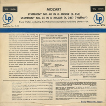 ブルーノ・ワルター モーツァルト：交響曲第40番＆第35番「ハフナー」 WL-5104_画像2