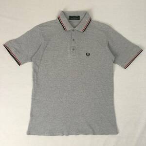 [90s]FRED PERRY Fred Perry polo-shirt M12 size 40 England made 90 period gray / black / red deer. . short sleeves shirt 