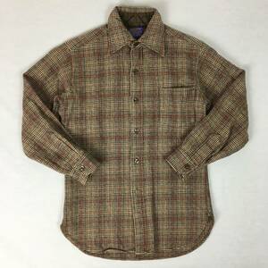 【70s】PENDLETON ペンドルトン 米国製 ウールシャツ Sサイズ ブラウン チェック柄 70年代 長袖 洗濯表示タグ