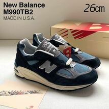 新品 米国製 New Balance ニューバランス M990TB2 スニーカー スエード 26㎝ ネイビー MADE IN USA M990 US8 メンズ アメリカ製 送料無料_画像1