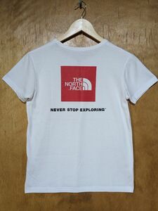 ■大人気 ノースフェイス ボックスロゴ スクエアロゴ Tシャツ レディース Ｍサイズ 希少 古着 ホワイト 襟元広め 生地薄め