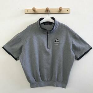 le coq sportif GOLF COLLECTION ルコック ゴルフ スウェット地 半袖ハーフジッププルオーバー ロゴ刺繍入り 良品 size L