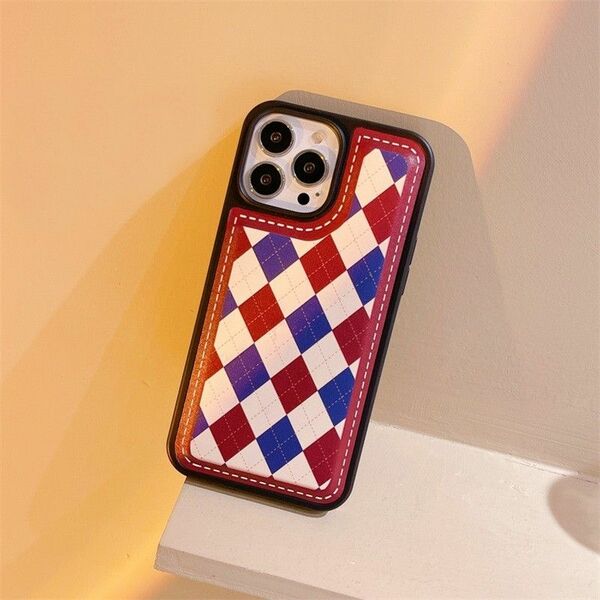 iPhone13 アーガイル チェック レトロ アイフォン スマホ ケース smartphone case レッド