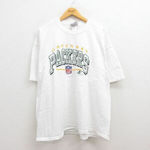 XL/古着 半袖 ビンテージ Tシャツ メンズ 00s NFL グリーンベイパッカーズ 刺繍 大きいサイズ コットン クルーネック 白 ホワイト アメ