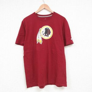 L/古着 ナイキ NIKE 半袖 ブランド Tシャツ メンズ NFL ワシントンレッドスキンズ ロバートグリフィン3世 10 コットン クルーネック エンジ