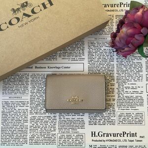 [新品未使用] COACH コーチ　カードケース　キーケース　F76741 IMTAU ベージュ　トープ　レディース