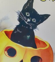 ブリキ看板　HANAKO　レトロ　猫の看板　L24　黒猫　ハロウィン　ウェルカムボード　パンプキン　Halloween　ガーデンオブジェ_画像4